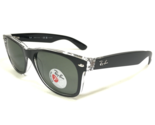 Ray-Ban Sunglasses RB2132 NEW WAYFARER 6052/58 Matte Black Clear w Green... - $118.79