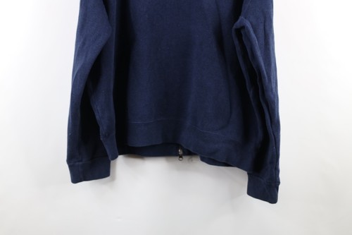 Vintage 90s Ralph Lauren Mens XL Faded Cotton Ribbed Knit Full Zip Hoodie Blue Item image 9