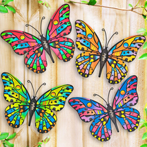 Metal Butterfly Wall Decor - 4 Pack Outdoor Wall Art Hanging Decoration for Gard - £22.48 GBP