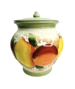 Cookie Jar Nonni&#39;s Kitchen Canister Green Hand Paint Fruit &amp; Flowers 10” - £26.13 GBP