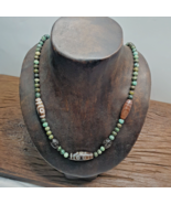 Perles Dzi indo tibétaines de l&#39;Himalaya avec collier amulette turquoise... - $2,648.09 MXN