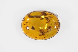 Vintage Baltic Amber Sterling Silver Smooth Oval Brooch Pin 9.5g - $114.34