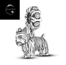 Genuine Sterling Silver 925 Yorkie Yorkshire Terrier Puppy Dog Dangle Charm - £20.20 GBP