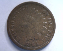 1864-L POINTED BUST, L NOT VISIBLE, SNOW S5b INDIAN CENT PENNY GOOD+ G+ ... - $55.00