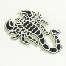 Back Patch Scorpion Embroidered Iron On Large White Black Size 8&quot; x 11&quot; Patch... - £19.77 GBP