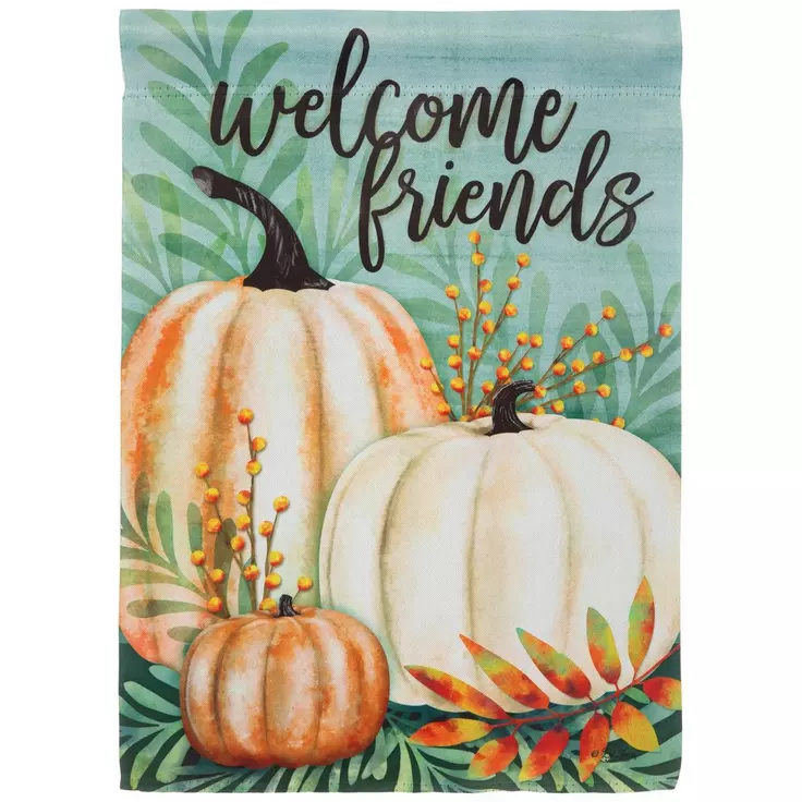 Welcome Friends Pumpkin Fall Garden Flag- 2 Sided, 12.5&quot; x 18&quot; - $13.92 CAD