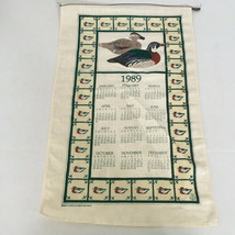 Vintage 1989 cloth wall hanging tea towel calendar duck print country decor - £15.86 GBP