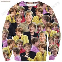 Funny Sweater Women Men Novelty 3d Print Merkel Face Long Sleeve Loose O Neck Pu - £55.05 GBP