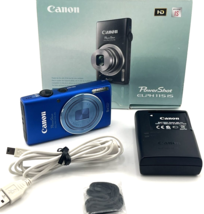 Canon Power Shot Elph 115 Is 16MP Digital Camera Blue 8x Zoom Tested Iob - $260.55
