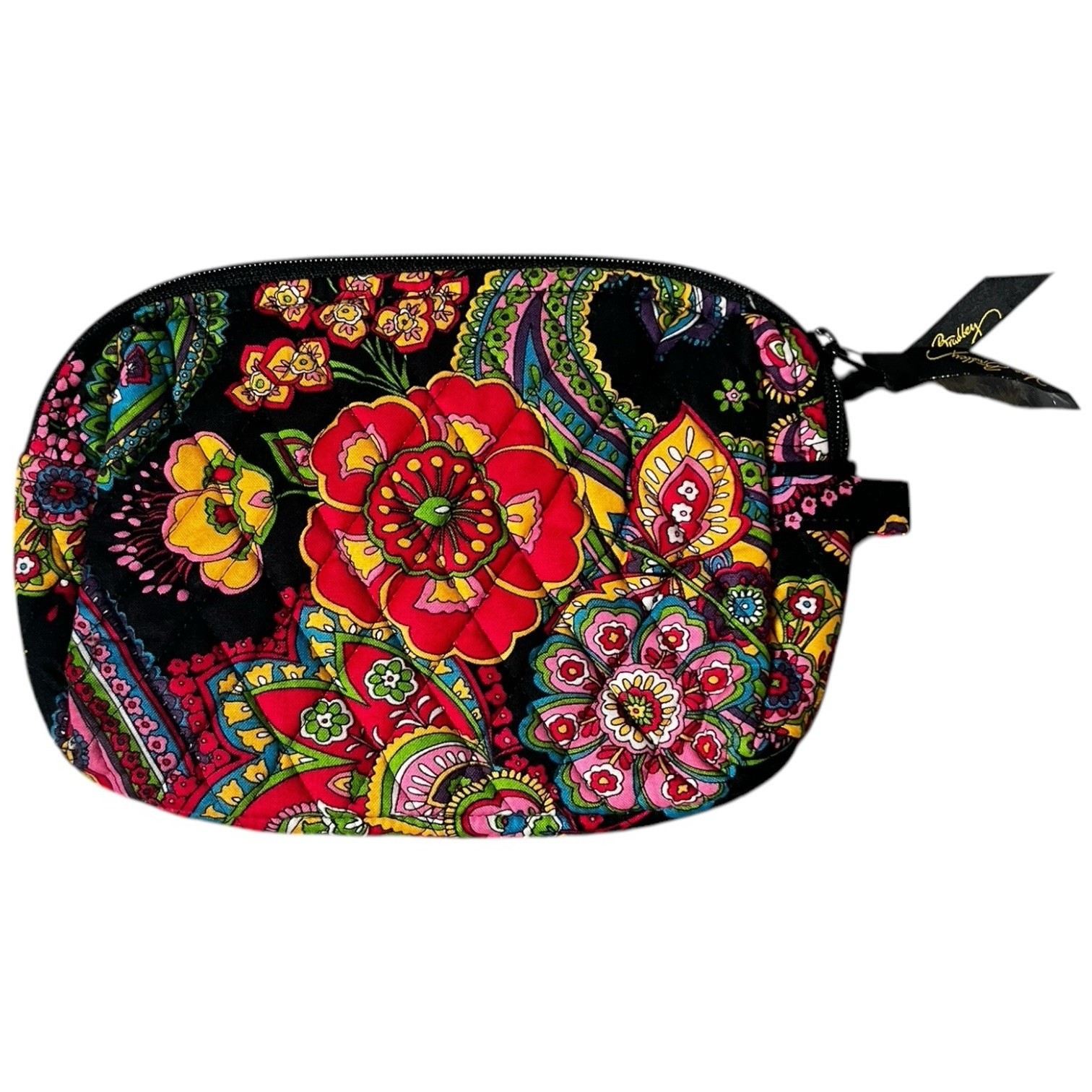 Vera Bradley Bag Bright Floral Cosmetic Makeup Toiletries Case Zip Up Li... - $11.46