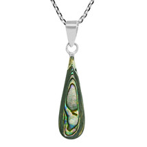 Captivating Abalone Shell Teardrop Sterling Silver Pendant Necklace - £18.78 GBP
