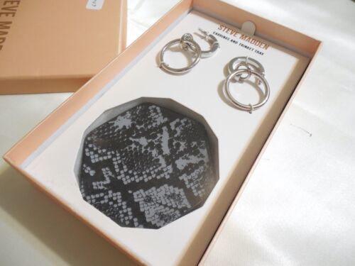 Steve Madden Silver Tone  Hoop 1-3/4" and Trinket Tray Gift Set SM103 $32 - $14.39