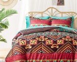 Boho Bed In A Bag 7 Pieces Queen Size, Colorful Bohemian Tribal Comforte... - $91.99