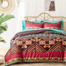 Boho Bed In A Bag 7 Pieces Queen Size, Colorful Bohemian Tribal Comforter Set Wi - £73.77 GBP