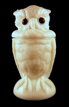 Owl Jelly Jar Atterbury Antique White Milk Glass - £54.84 GBP