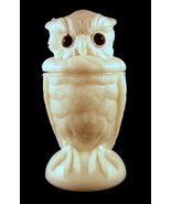Owl Jelly Jar Atterbury Antique White Milk Glass - $69.99