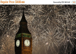 Big Ben and fireworks - 441 x 287 stitches - Cross Stitch Pattern L670 - $3.99