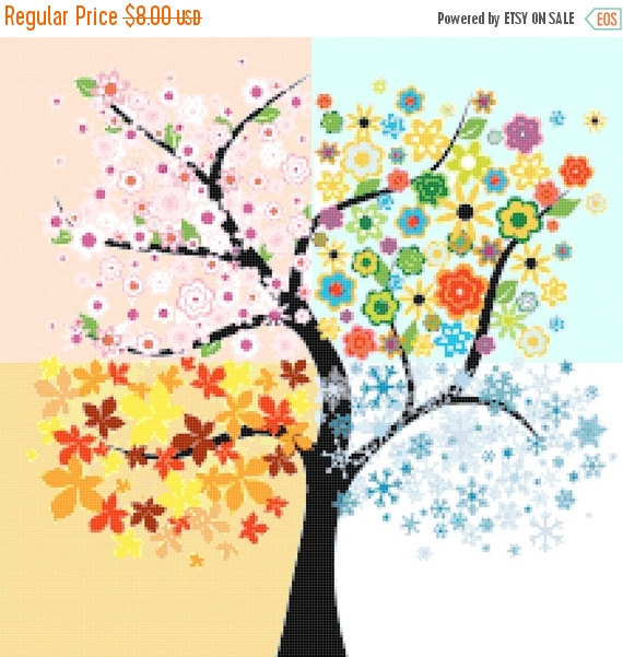 Tree of life four seasons - 220 x 219 stitches - Cross Stitch Pattern L931