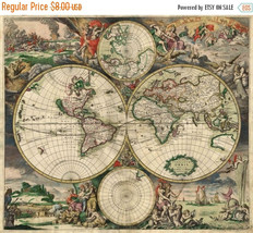 Old World Map of 1689 - 496 x 387 stitches - Cross Stitch Pattern L283 - £3.05 GBP