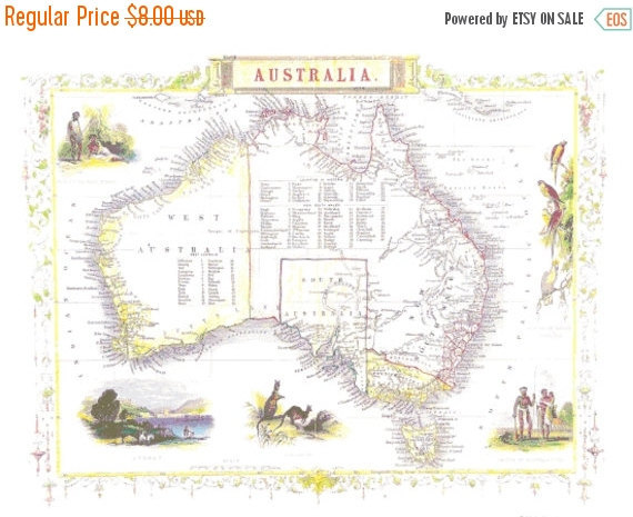 Old map of Australia - 551 x 417 stitches - Cross Stitch Pattern L280