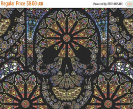 sugar skulls stained glass - 386 x 294 stitches - Cross Stitch Pattern L739 - £3.13 GBP