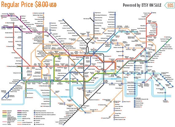 Tube map London - 490 x 327 stitches - Cross Stitch Pattern L665