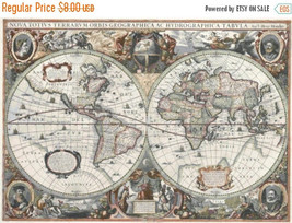 Old World Map of 1790 - 496 x 349 stitches - Cross Stitch Pattern L284 - £2.98 GBP