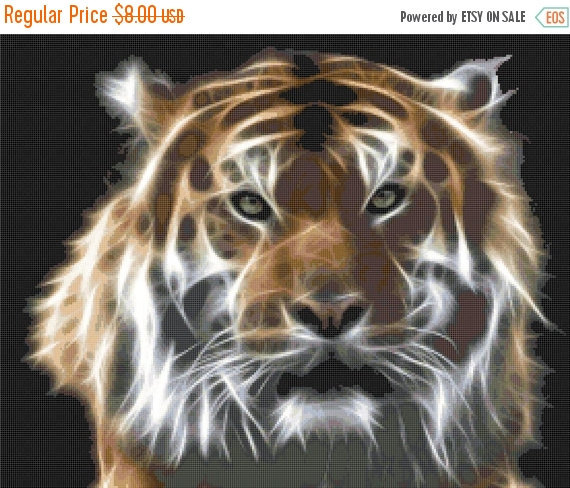 Tiger - fractal art - 276 x 220 stitches - Cross Stitch Pattern L542