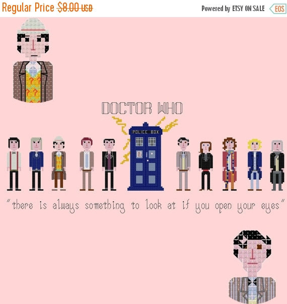 pixel pattern doctor who - 198 x 82 stitches - Cross Stitch Pattern L553 - $3.99