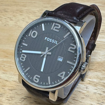 Fossil Quartz Watch BQ1159 Men 50m Silver Black Steel Leather Analog New... - $36.09