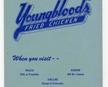 Youngblood&#39;s Fried Chicken Menu Waco Austin Dallas Texas 1940&#39;s - £116.11 GBP