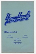 Youngblood&#39;s Fried Chicken Menu Waco Austin Dallas Texas 1940&#39;s - £115.29 GBP