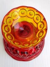 Vintage Amberina Moon and Stars Glass Compote Scalloped Footed Candy Dish Large image 6