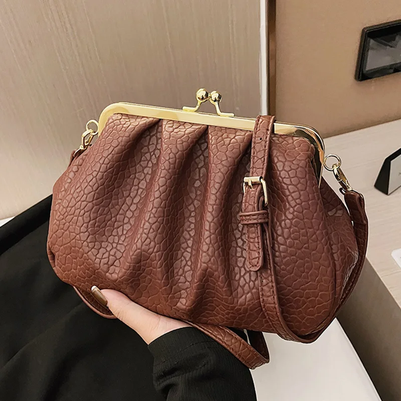 2022 Fashion Women Pleated  Clip Crossbody Bags Soft PU Leather  Designer Handba - $52.67