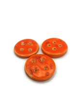 3Pc 40mm Extra Large Orange Handmade Ceramic Sewing Buttons For Coats 4 Holes - £17.40 GBP