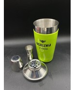 Tequila Patron Lime Green Cocktail Shaker &amp; Liquor Jigger Stainless - $29.69