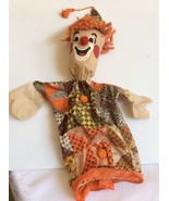 VTG 1950&#39;s Cotton dress Cloth Head painted face friendly Clown Hand Puppet - £19.73 GBP