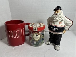 Stocking Lot Xmas Rae Dunn Red “Bright” Mug/Goodwrench Santa 8”-Marbles 50+ Jar - $19.99