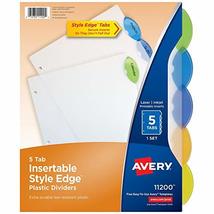 Avery Insertable Style Edge Plastic Dividers for 3 Ring Binders, 5-Tab S... - $5.89