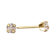 Studex System 75 ear piercing stud princess 24k gold plate steel cubic g... - $12.99