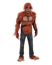 Orangutan Costume Mask Shirt Gloves Feet Orange Beast Halloween One Size... - £151.86 GBP