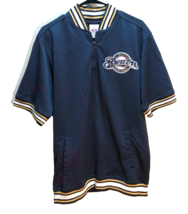 Milwaukee Brewers MLB Vintage 90s Blue Pullover Fan Apparel Zip Sewn Jersey L - £18.78 GBP