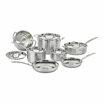 Cuisinart 12 Piece Cookware Set, Multi Cl Ad Pro Triple Ply Silver MCP-12N - New! - £203.16 GBP