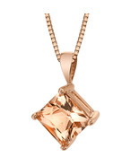 14K Rose Gold 2 Carat Princess Cut Morganite Pendant - €506,25 EUR