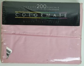 Vtg NIP Colormate Percale Queen Flat Sheet 200 TC English Rose - £15.77 GBP