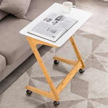 Tv Tray Table With Wheels Sofa Side Table With Casters Couch Laptop Desk End Tab - £90.15 GBP
