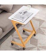 Tv Tray Table With Wheels Sofa Side Table With Casters Couch Laptop Desk... - £92.93 GBP