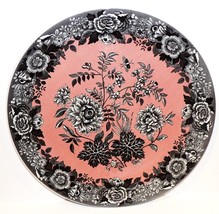 SPODE ENGLAND ARCHIVE COLLECTION JASMINE PINK &amp; BLACK ROUND CHOP PLATE/P... - $51.39