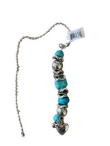 Ganz Beaded Turquoise Fan Light Pull  Chrome Colored Pull Chain with connector - £5.58 GBP