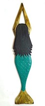 WorldBazzar Hand Carved Teal WASH Wood Mermaid 40&quot; Nautical Wall Art Pla... - £29.41 GBP